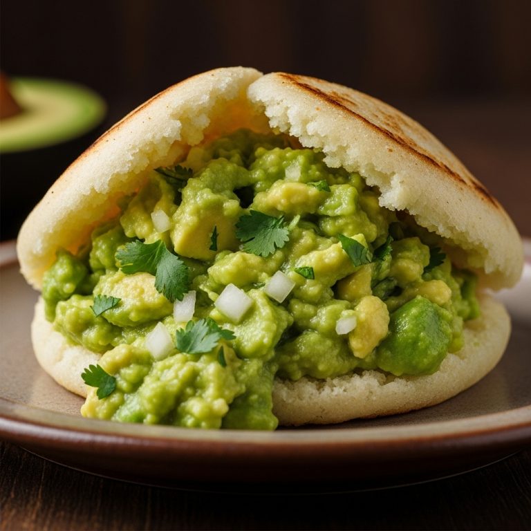 “Vegan Arepa de Maíz con Guasacaca Recipe: A Scrumptious Venezuelan Street Food Favorite”